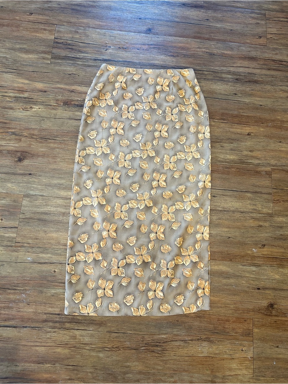 Vintage Floral Beige Pencil Skirt